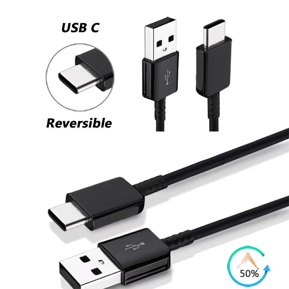 Black Sync & Charge Type C to USB A Cable