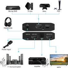 Load image into Gallery viewer, HDMI2.0b To HDMI2.0b + HDMI Audio7.1 HDCP2.2 4k 60HZ