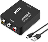 1080P Mini RCA Composite CVBS AV to HDMI Video Audio Converter Adapter Supporting PAL/NTSC with USB Charge Cable