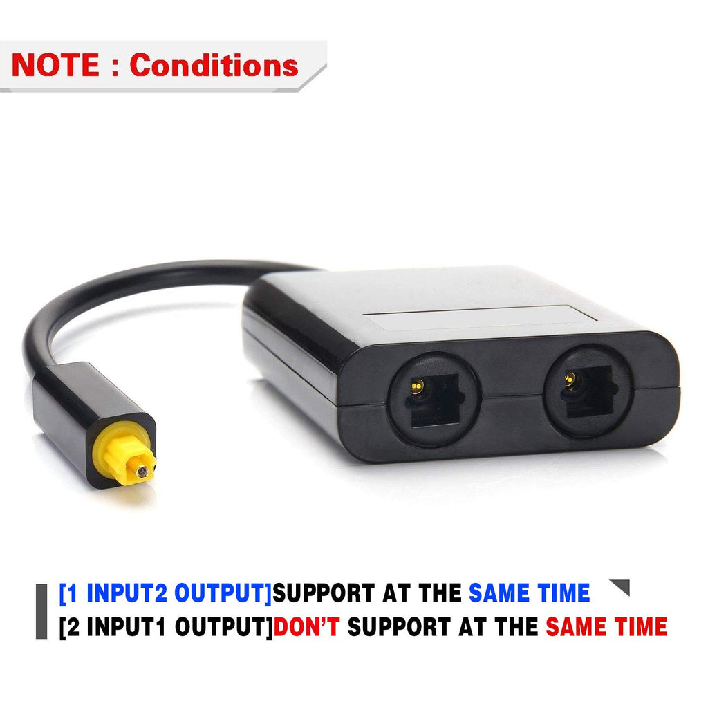 Digital Toslink Fiber Optical Splitter 1 in 2 Out Audio Adapter Cable