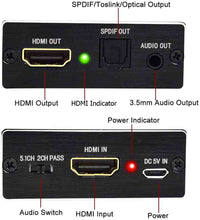 Load image into Gallery viewer, 4Kx2K HDMI Audio Extractor HDMI to HDMI Optical Toslink SPDIF Converter Adapter